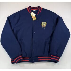 Aeropostale SpongeBob SquarePants Varsity Jacket Mens Large NWT Snap Missing